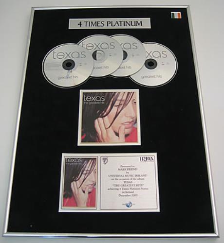Texas The Greatest Hits award disc Irish TEXAWTH370325