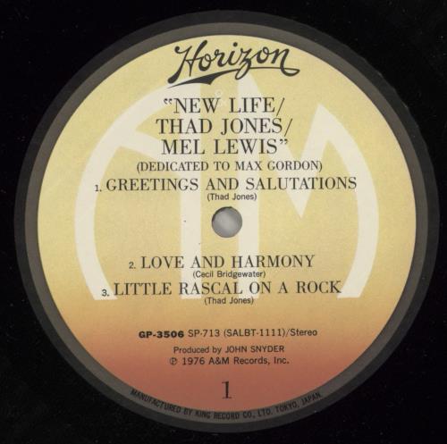 Thad Jones & Mel Lewis New Life (Dedicated To Max Gordon) vinyl LP album (LP record) Japanese J+LLPNE872508