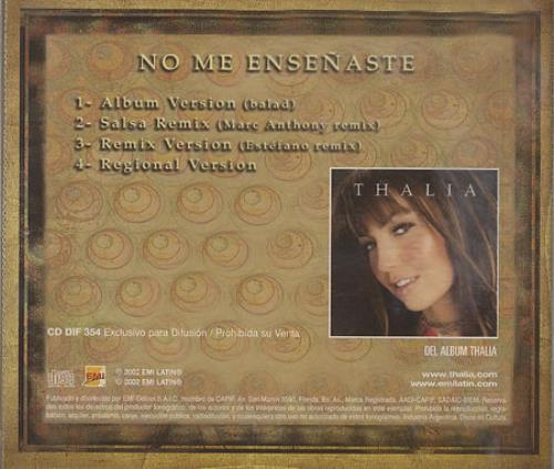 Thalia No Me Ensenaste CD single (CD5 / 5") Argentinean T-IC5NO248662