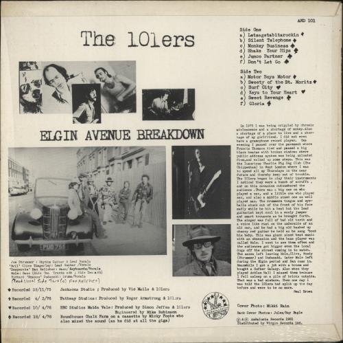 The 101'ers Elgin Avenue Breakdown vinyl LP album (LP record) UK T1ELPEL865262