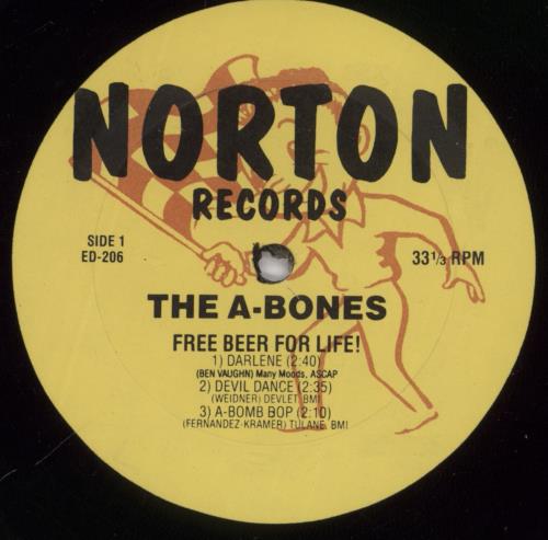 The A-Bones Free Beer For Life vinyl LP album (LP record) US UVJLPFR891378