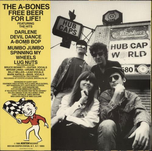 The A-Bones Free Beer For Life vinyl LP album (LP record) US UVJLPFR891378