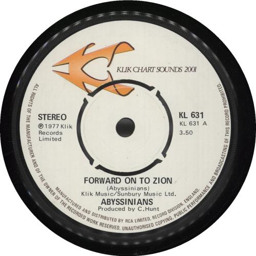 The Abyssinians Forward On To Zion 7" vinyl single (7 inch record / 45) UK VMV07FO740125