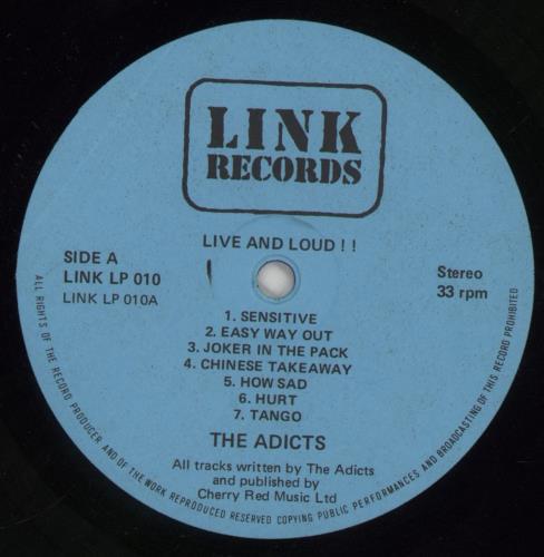 The Adicts Live And Loud!! vinyl LP album (LP record) UK ADILPLI320191