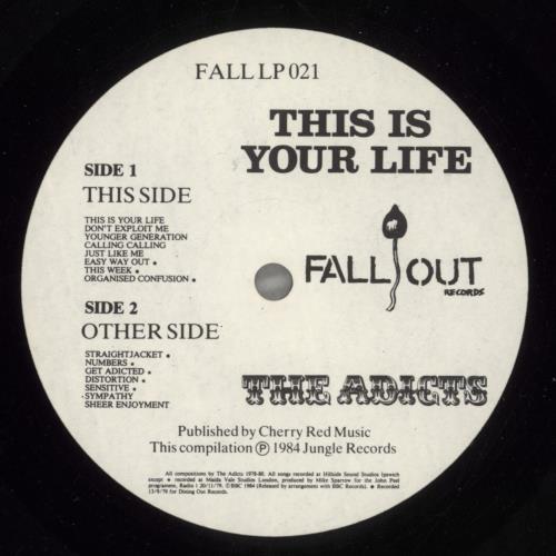 The Adicts This Is Your Life - VG vinyl LP album (LP record) UK ADILPTH877910