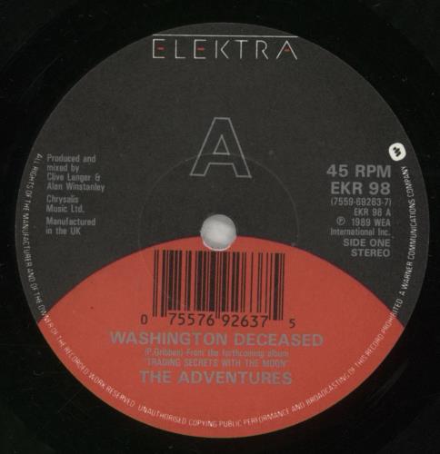 The Adventures Washington Deceased 7" vinyl single (7 inch record / 45) UK AVN07WA700123