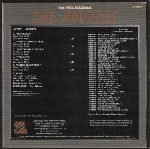 The Adverts The Peel Sessions 12" vinyl single (12 inch record / Maxi-single) UK AVR12TH224325