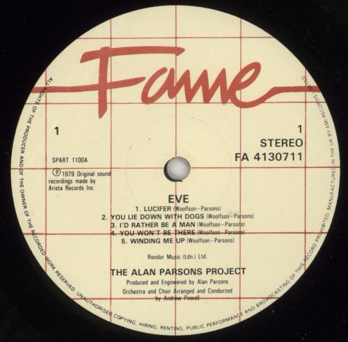 The Alan Parsons Project Eve vinyl LP album (LP record) UK TPPLPEV299654