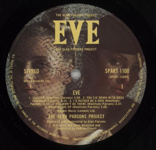 The Alan Parsons Project Eve vinyl LP album (LP record) UK TPPLPEV454520