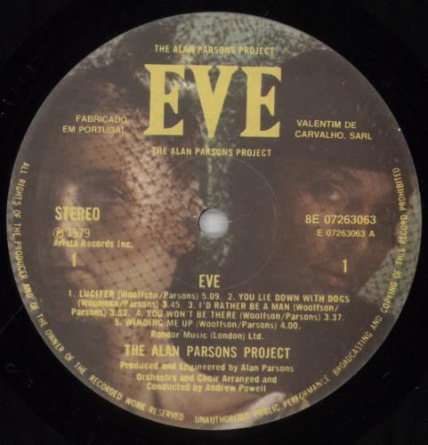 The Alan Parsons Project Eve vinyl LP album (LP record) Portuguese TPPLPEV833167