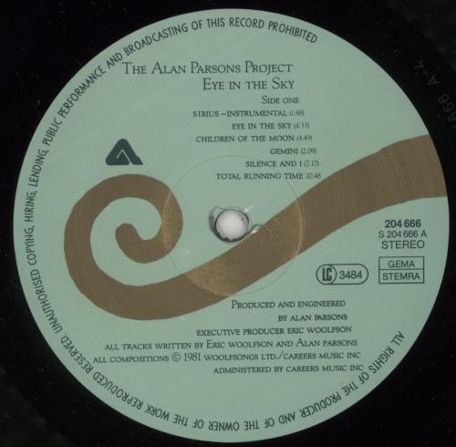 The Alan Parsons Project Eye In The Sky - Embossed Sleeve - Shrink vinyl LP album (LP record) German TPPLPEY870028