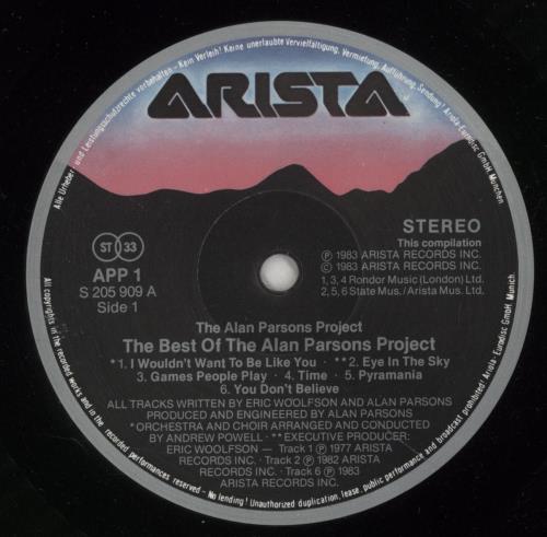 The Alan Parsons Project The Best Of The Alan Parsons Project vinyl LP album (LP record) German TPPLPTH485379