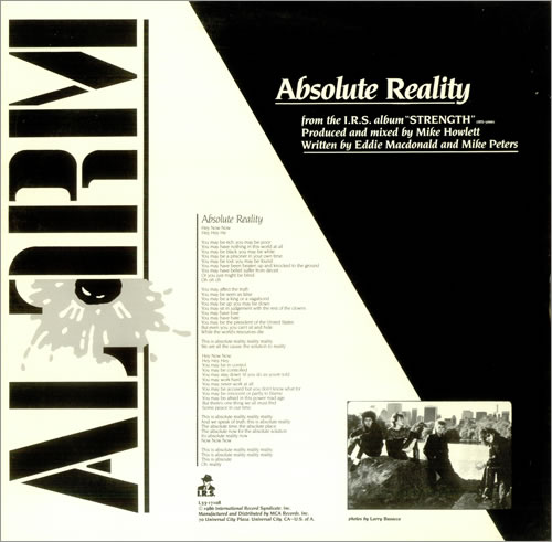 The Alarm Absolute Reality 12" vinyl single (12 inch record / Maxi-single) US ALA12AB24972