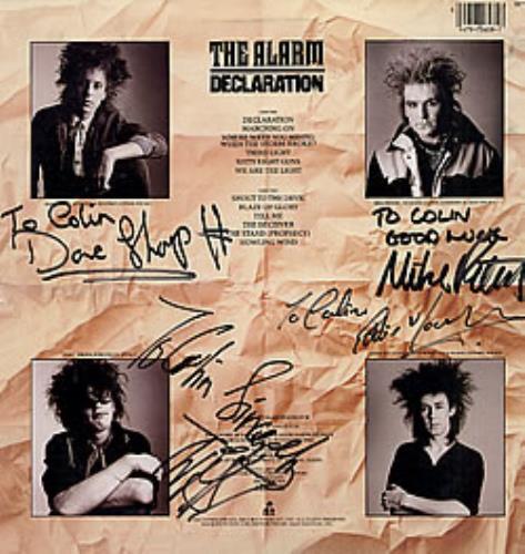 The Alarm Declaration - Autographed vinyl LP album (LP record) US ALALPDE256146