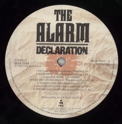 The Alarm Declaration - Shrink vinyl LP album (LP record) UK ALALPDE865323