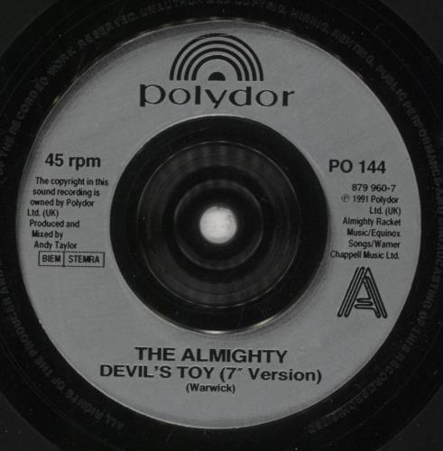 The Almighty Devil's Toy 7" vinyl single (7 inch record / 45) UK AMT07DE56504