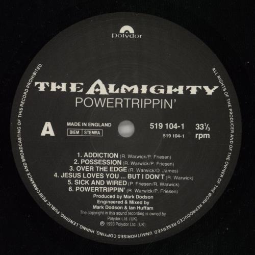 The Almighty Powertrippin' - VG vinyl LP album (LP record) UK AMTLPPO245877