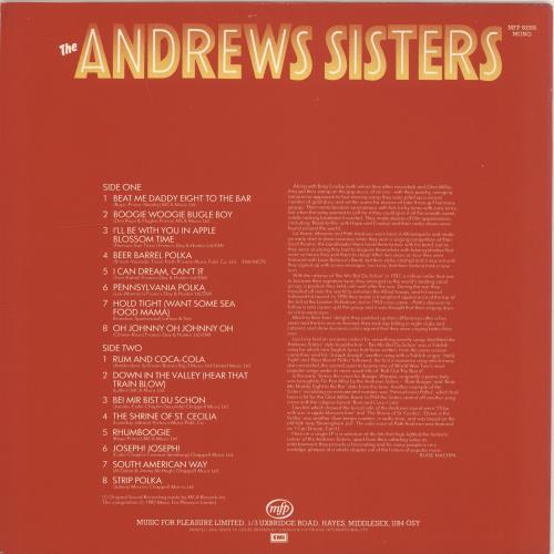 The Andrews Sisters Beat Me Daddy, Eight To The Bar vinyl LP album (LP record) UK ADZLPBE702806