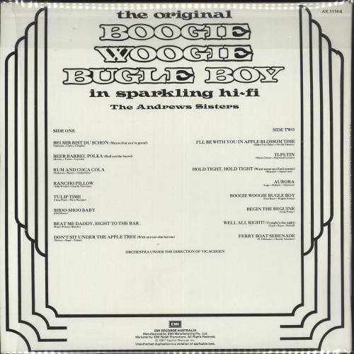The Andrews Sisters The Original Boogie Woogie Bugle Boy vinyl LP album (LP record) Australian ADZLPTH724728