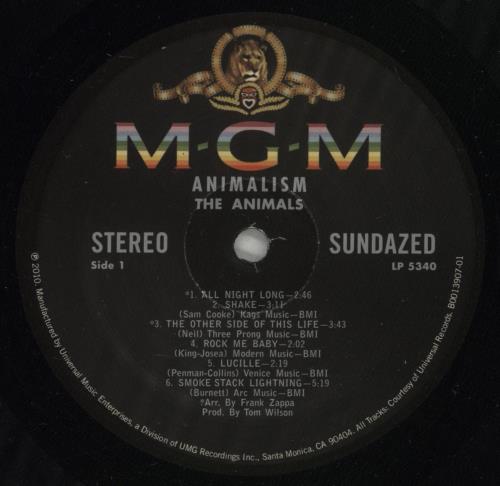The Animals Animalism vinyl LP album (LP record) US ANMLPAN525480