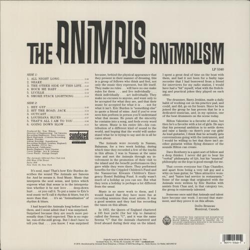 The Animals Animalism vinyl LP album (LP record) US ANMLPAN525480
