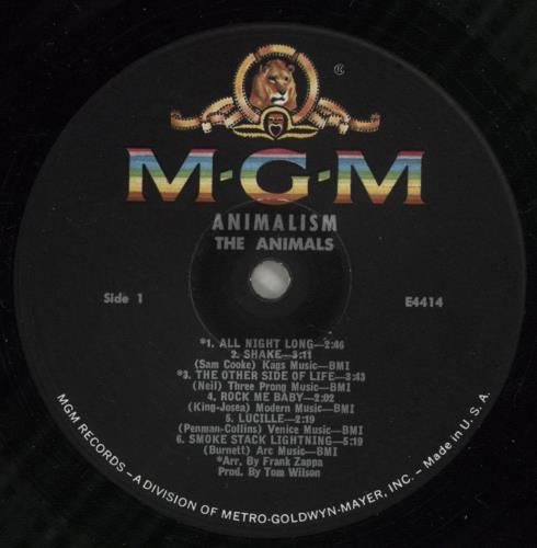The Animals Animalism vinyl LP album (LP record) US ANMLPAN880416