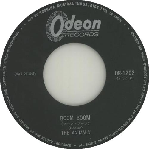 The Animals Boom Boom 7" vinyl single (7 inch record / 45) Japanese ANM07BO655872