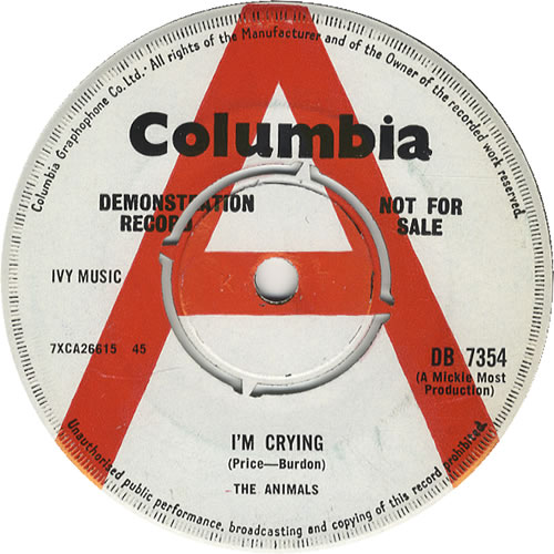 The Animals I'm Crying 7" vinyl single (7 inch record / 45) UK ANM07IM449887