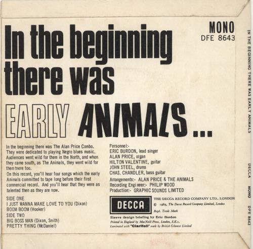 The Animals In The Beginning There Was Early Animals 7" vinyl single (7 inch record / 45) UK ANM07IN81042