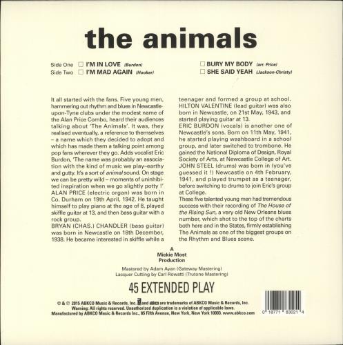 The Animals The Animals EP - RSD15 10" vinyl single (10 inch record) US ANM10TH867107