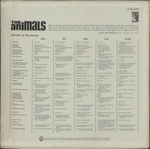 The Animals The Animals vinyl LP album (LP record) US ANMLPTH111608