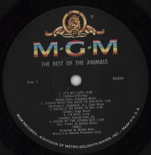 The Animals The Best Of The Animals vinyl LP album (LP record) US ANMLPTH356816