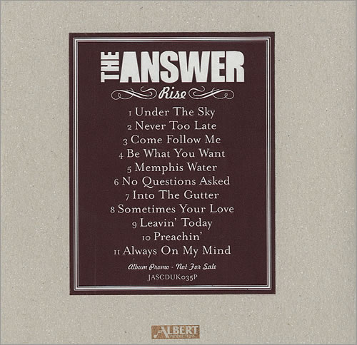 The Answer Rise CD-R acetate UK TQ9CRRI438379