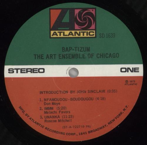 The Art Ensemble Of Chicago Bap-tizum vinyl LP album (LP record) US AD8LPBA706332