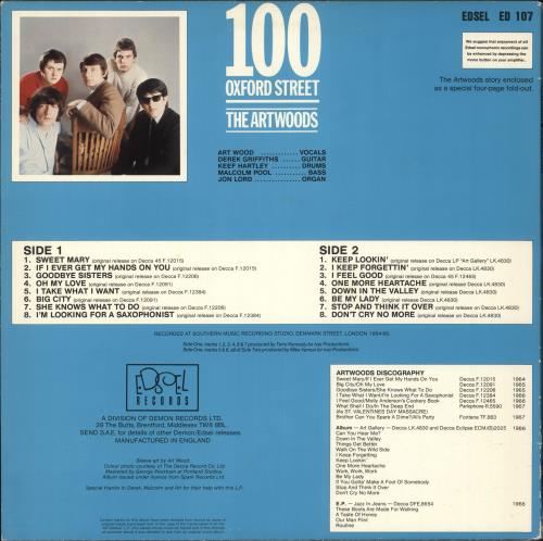 The Artwoods 100 Oxford Street - EX vinyl LP album (LP record) UK ATWLPOX723302