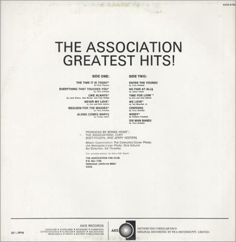 The Association Greatest Hits vinyl LP album (LP record) Australian ASCLPGR276197