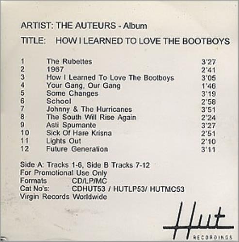The Auteurs How I Learned To Love The Bootboys CD-R acetate UK ATRCRHO356053