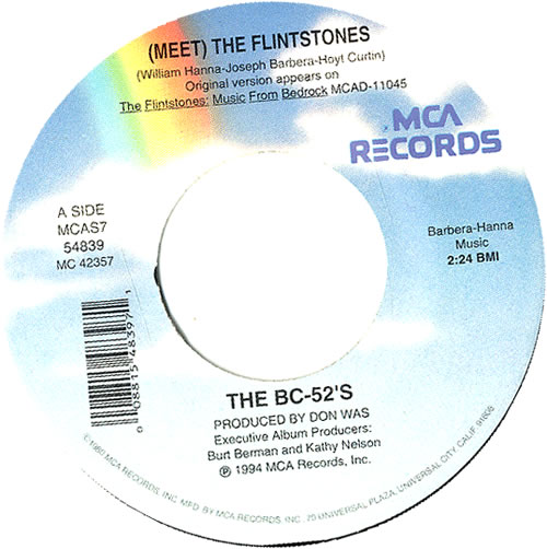 The B-52's Meet The Flintstones 7" vinyl single (7 inch record / 45) US B5207ME631975