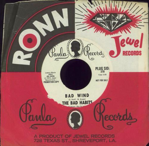 The Bad Habits Bad Wind 7" vinyl single (7 inch record / 45) US 47H07BA802387