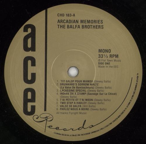 The Balfa Brothers Arcadian Memories vinyl LP album (LP record) UK 5OOLPAR869288