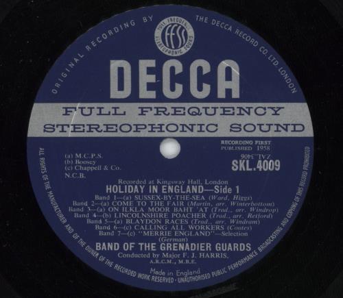 The Band Of The Grenadier Guards Holiday In England vinyl LP album (LP record) UK GUALPHO814894
