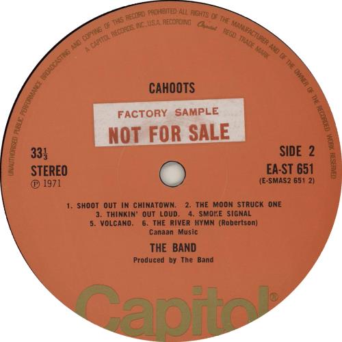 The Band Cahoots - Factory Sample vinyl LP album (LP record) UK T-BLPCA656106