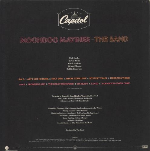 The Band Moondog Matinee vinyl LP album (LP record) US T-BLPMO578334