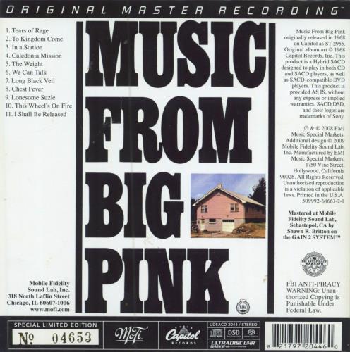 The Band Music From Big Pink super audio CD SACD US T-BSAMU782595