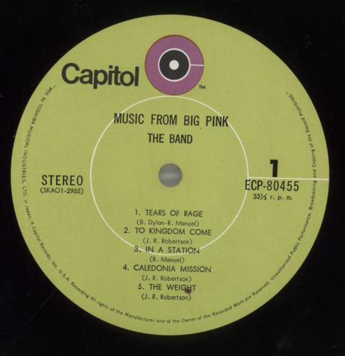 The Band Music From Big Pink vinyl LP album (LP record) Japanese T-BLPMU858554