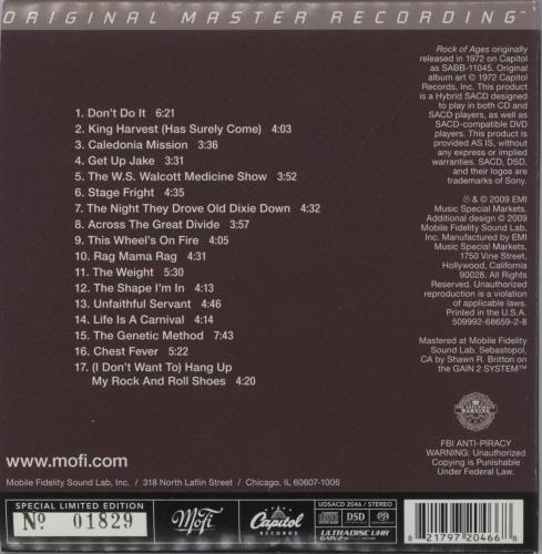 The Band Rock Of Ages super audio CD SACD US T-BSARO893798