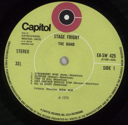 The Band Stage Fright - 1st vinyl LP album (LP record) UK T-BLPST698736