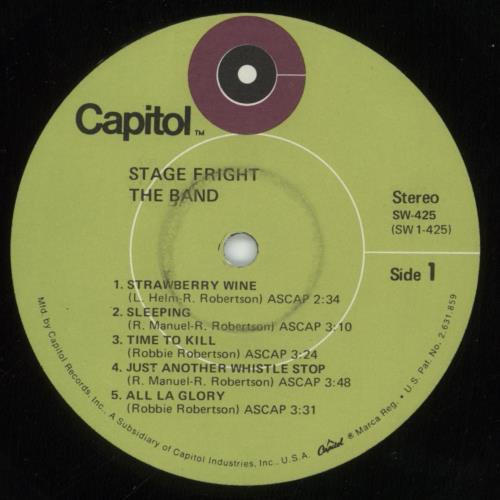 The Band Stage Fright vinyl LP album (LP record) US T-BLPST219785