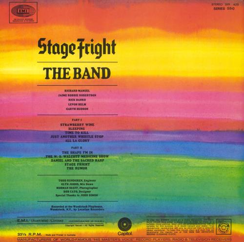 The Band Stage Fright vinyl LP album (LP record) Australian T-BLPST814699