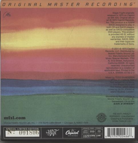 The Band Stage Fright super audio CD SACD US T-BSAST893794